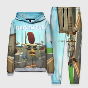 Мужской костюм с толстовкой 3D с принтом Chicken Gun   shooter в Тюмени,  |  | Тематика изображения на принте: 