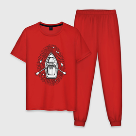 Мужская пижама хлопок с принтом Космонавт в лодочке в Кировске, 100% хлопок | брюки и футболка прямого кроя, без карманов, на брюках мягкая резинка на поясе и по низу штанин
 | 