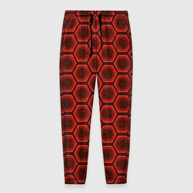 Мужские брюки 3D с принтом Энергетический щит   красный в Курске, 100% полиэстер | манжеты по низу, эластичный пояс регулируется шнурком, по бокам два кармана без застежек, внутренняя часть кармана из мелкой сетки | 