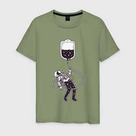 Мужская футболка хлопок с принтом Космическая капельница в Петрозаводске, 100% хлопок | прямой крой, круглый вырез горловины, длина до линии бедер, слегка спущенное плечо. | 