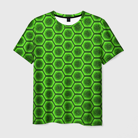 Мужская футболка 3D с принтом Энергетический щит   зеленый в Курске, 100% полиэфир | прямой крой, круглый вырез горловины, длина до линии бедер | 