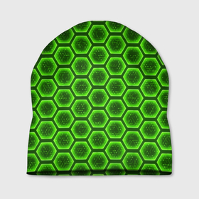 Шапка 3D с принтом Энергетический щит   зеленый в Новосибирске, 100% полиэстер | универсальный размер, печать по всей поверхности изделия | 