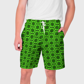Мужские шорты 3D с принтом Энергетический щит   зеленый в Курске,  полиэстер 100% | прямой крой, два кармана без застежек по бокам. Мягкая трикотажная резинка на поясе, внутри которой широкие завязки. Длина чуть выше колен | 