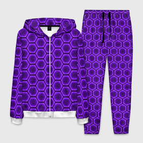 Мужской костюм 3D с принтом Энергетический щит   фиолетовый в Курске, 100% полиэстер | Манжеты и пояс оформлены тканевой резинкой, двухслойный капюшон со шнурком для регулировки, карманы спереди | 