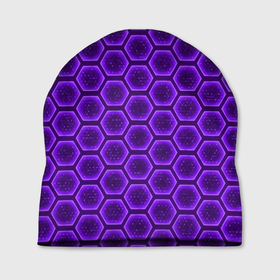 Шапка 3D с принтом Энергетический щит   фиолетовый в Новосибирске, 100% полиэстер | универсальный размер, печать по всей поверхности изделия | 