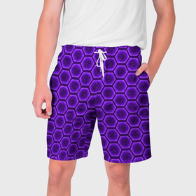 Мужские шорты 3D с принтом Энергетический щит   фиолетовый в Курске,  полиэстер 100% | прямой крой, два кармана без застежек по бокам. Мягкая трикотажная резинка на поясе, внутри которой широкие завязки. Длина чуть выше колен | 