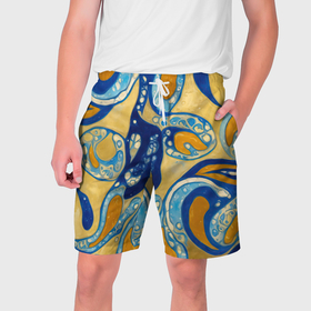 Мужские шорты 3D с принтом Капли абстрактные в Санкт-Петербурге,  полиэстер 100% | прямой крой, два кармана без застежек по бокам. Мягкая трикотажная резинка на поясе, внутри которой широкие завязки. Длина чуть выше колен | 