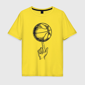 Мужская футболка хлопок Oversize с принтом Finger ball , 100% хлопок | свободный крой, круглый ворот, “спинка” длиннее передней части | Тематика изображения на принте: 