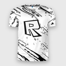 Мужская футболка 3D Slim с принтом Roblox брызги красок мобайл в городе Новоалтайск, 100% полиэстер с улучшенными характеристиками | приталенный силуэт, круглая горловина, широкие плечи, сужается к линии бедра | 