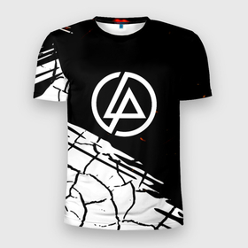 Мужская футболка 3D Slim с принтом Linkin park abstraction rock в Екатеринбурге, 100% полиэстер с улучшенными характеристиками | приталенный силуэт, круглая горловина, широкие плечи, сужается к линии бедра | Тематика изображения на принте: 