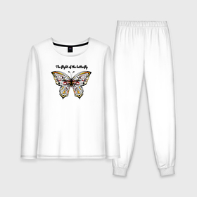 Женская пижама с лонгсливом хлопок с принтом The flight of the butterfly ,  |  | Тематика изображения на принте: 
