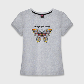 Женская футболка хлопок Slim с принтом The flight of the butterfly в Новосибирске,  |  | Тематика изображения на принте: 