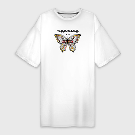 Платье-футболка хлопок с принтом The flight of the butterfly ,  |  | 