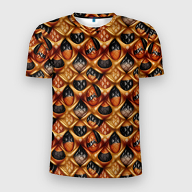Мужская футболка 3D Slim с принтом Luxury abstract pattern в Тюмени, 100% полиэстер с улучшенными характеристиками | приталенный силуэт, круглая горловина, широкие плечи, сужается к линии бедра | Тематика изображения на принте: 