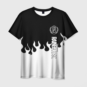 Мужская футболка 3D с принтом Tom Clancy raimbow six fire , 100% полиэфир | прямой крой, круглый вырез горловины, длина до линии бедер | 