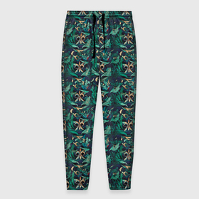 Мужские брюки 3D с принтом Luxury green abstract pattern в Тюмени, 100% полиэстер | манжеты по низу, эластичный пояс регулируется шнурком, по бокам два кармана без застежек, внутренняя часть кармана из мелкой сетки | Тематика изображения на принте: 