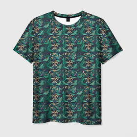 Мужская футболка 3D с принтом Luxury green abstract pattern в Тюмени, 100% полиэфир | прямой крой, круглый вырез горловины, длина до линии бедер | Тематика изображения на принте: 