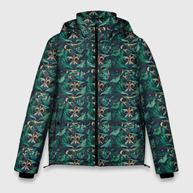 Мужская зимняя куртка 3D с принтом Luxury green abstract pattern в Тюмени, верх — 100% полиэстер; подкладка — 100% полиэстер; утеплитель — 100% полиэстер | длина ниже бедра, свободный силуэт Оверсайз. Есть воротник-стойка, отстегивающийся капюшон и ветрозащитная планка. 

Боковые карманы с листочкой на кнопках и внутренний карман на молнии. | Тематика изображения на принте: 