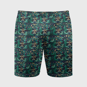 Мужские шорты спортивные с принтом Luxury green abstract pattern в Тюмени,  |  | 