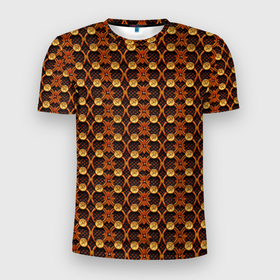 Мужская футболка 3D Slim с принтом Luxury abstract  geometry pattern в Тюмени, 100% полиэстер с улучшенными характеристиками | приталенный силуэт, круглая горловина, широкие плечи, сужается к линии бедра | Тематика изображения на принте: 