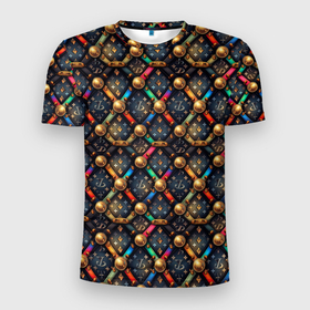 Мужская футболка 3D Slim с принтом Luxury abstract  geometry  pattern в Екатеринбурге, 100% полиэстер с улучшенными характеристиками | приталенный силуэт, круглая горловина, широкие плечи, сужается к линии бедра | Тематика изображения на принте: 