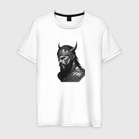 Мужская футболка хлопок с принтом Портрет сурового викинга , 100% хлопок | прямой крой, круглый вырез горловины, длина до линии бедер, слегка спущенное плечо. | 