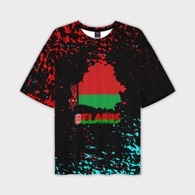 Мужская футболка oversize 3D с принтом Belarus страна краски ,  |  | 