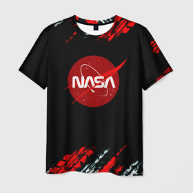 Мужская футболка 3D с принтом Nasa space colors marine , 100% полиэфир | прямой крой, круглый вырез горловины, длина до линии бедер | 