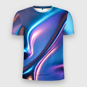 Мужская футболка 3D Slim с принтом Сплав металла голографический в Санкт-Петербурге, 100% полиэстер с улучшенными характеристиками | приталенный силуэт, круглая горловина, широкие плечи, сужается к линии бедра | 