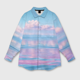 Мужская рубашка oversize 3D с принтом Облака на небе и спокойные волны морские в Белгороде,  |  | 