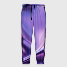 Мужские брюки 3D с принтом Голография   изгибающийся металлический фиолетовый в Тюмени, 100% полиэстер | манжеты по низу, эластичный пояс регулируется шнурком, по бокам два кармана без застежек, внутренняя часть кармана из мелкой сетки | 