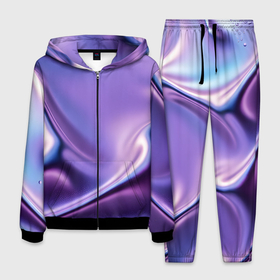 Мужской костюм 3D с принтом Голография   изгибающийся металлический фиолетовый в Кировске, 100% полиэстер | Манжеты и пояс оформлены тканевой резинкой, двухслойный капюшон со шнурком для регулировки, карманы спереди | 