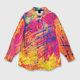 Мужская рубашка oversize 3D с принтом Огненный неон в Тюмени,  |  | 