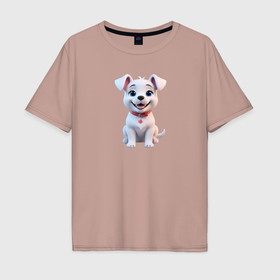 Мужская футболка хлопок Oversize с принтом Милый щенок в Екатеринбурге, 100% хлопок | свободный крой, круглый ворот, “спинка” длиннее передней части | 