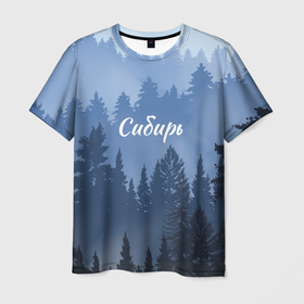 Мужская футболка 3D с принтом Сибирь леса , 100% полиэфир | прямой крой, круглый вырез горловины, длина до линии бедер | 