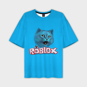 Мужская футболка oversize 3D с принтом Roblox синий кот в Екатеринбурге,  |  | 