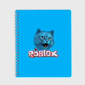 Тетрадь с принтом Roblox синий кот в Кировске, 100% бумага | 48 листов, плотность листов — 60 г/м2, плотность картонной обложки — 250 г/м2. Листы скреплены сбоку удобной пружинной спиралью. Уголки страниц и обложки скругленные. Цвет линий — светло-серый
 | Тематика изображения на принте: 