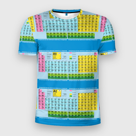 Мужская футболка 3D Slim с принтом Узор из таблицы Менделеева в Петрозаводске, 100% полиэстер с улучшенными характеристиками | приталенный силуэт, круглая горловина, широкие плечи, сужается к линии бедра | 