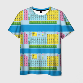 Мужская футболка 3D с принтом Узор из таблицы Менделеева в Кировске, 100% полиэфир | прямой крой, круглый вырез горловины, длина до линии бедер | 