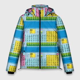 Мужская зимняя куртка 3D с принтом Узор из таблицы Менделеева в Екатеринбурге, верх — 100% полиэстер; подкладка — 100% полиэстер; утеплитель — 100% полиэстер | длина ниже бедра, свободный силуэт Оверсайз. Есть воротник-стойка, отстегивающийся капюшон и ветрозащитная планка. 

Боковые карманы с листочкой на кнопках и внутренний карман на молнии. | Тематика изображения на принте: 
