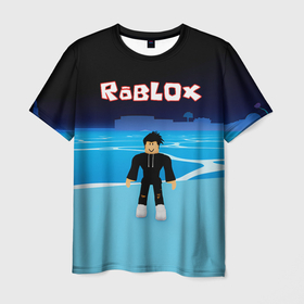 Мужская футболка 3D с принтом Мальчик Роблокс в Екатеринбурге, 100% полиэфир | прямой крой, круглый вырез горловины, длина до линии бедер | 