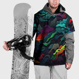 Накидка на куртку 3D с принтом Кислотная яркая абстракция  в камуфляжном стиле в Санкт-Петербурге, 100% полиэстер |  | Тематика изображения на принте: 