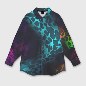 Мужская рубашка oversize 3D с принтом Кислотная яркая абстракция в камуфляжном стиле разноцветные оттенки в Новосибирске,  |  | 