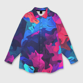 Мужская рубашка oversize 3D с принтом Кислотная   яркая  абстракция  в камуфляжном стиле в Курске,  |  | 