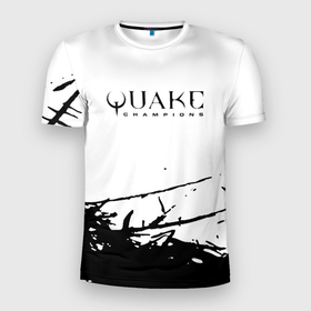 Мужская футболка 3D Slim с принтом Quake чёрные краски в Тюмени, 100% полиэстер с улучшенными характеристиками | приталенный силуэт, круглая горловина, широкие плечи, сужается к линии бедра | 