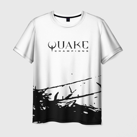 Мужская футболка 3D с принтом Quake чёрные краски в Тюмени, 100% полиэфир | прямой крой, круглый вырез горловины, длина до линии бедер | 