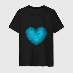 Мужская футболка хлопок с принтом Сердце бирюзового цвета в Новосибирске, 100% хлопок | прямой крой, круглый вырез горловины, длина до линии бедер, слегка спущенное плечо. | 
