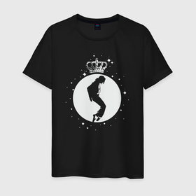 Мужская футболка хлопок с принтом Майкл Джексон король в Санкт-Петербурге, 100% хлопок | прямой крой, круглый вырез горловины, длина до линии бедер, слегка спущенное плечо. | 