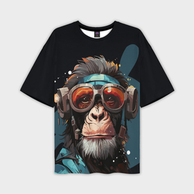Мужская футболка oversize 3D с принтом Крутая обезьяна в очках в Тюмени,  |  | 