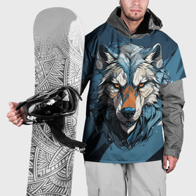 Накидка на куртку 3D с принтом Красивый грозный волк в Новосибирске, 100% полиэстер |  | Тематика изображения на принте: 